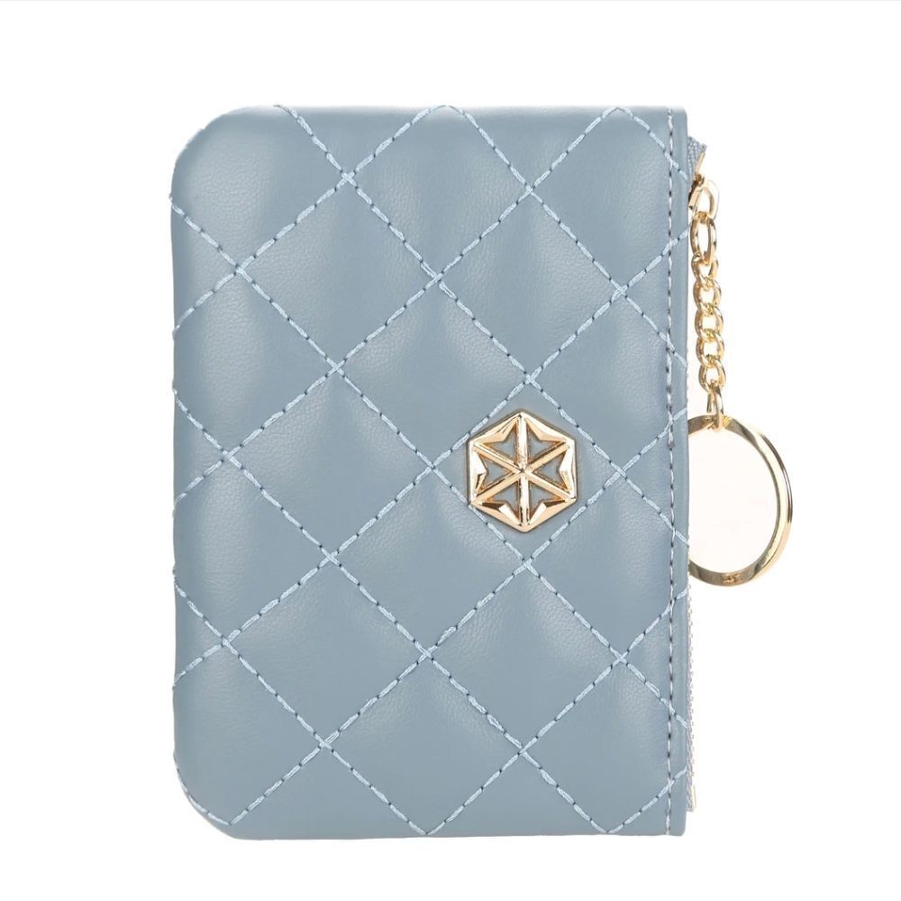 Women's Vegan Leather Zip Change Coin Purse Card Wallet with Keychain Ring Gifts